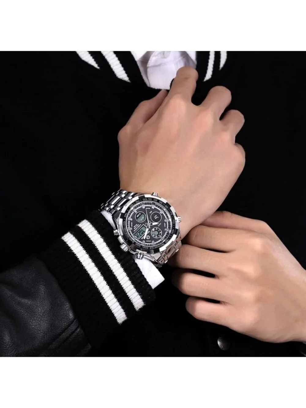 Luxury Waterproof Stainless Steel Analog-Digital Watch for Men - Outdoor Sport